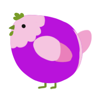 A amethyst and pink chicken with a head pattern