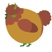 A gold and russet chicken with a head pattern