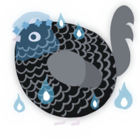 A black and grey chicken with a lace pattern