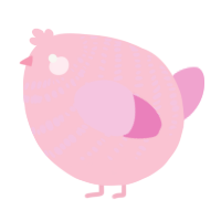 A rose and pink chicken with a bar pattern
