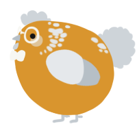 A orange and mist chicken with a neck-speckle pattern