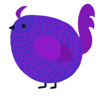 A indigo and violet chicken with a lace pattern