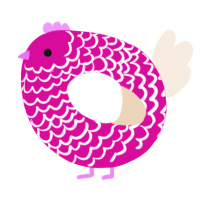 A fuchsia and cream chicken with a lace pattern
