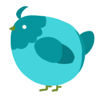 A aqua and teal chicken with a head pattern
