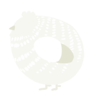 A white chicken with a bar pattern