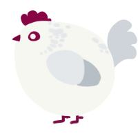 A white and mist chicken with a neck-speckle pattern