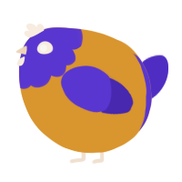 A orange and indigo chicken with a head pattern