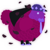 A maroon chicken with a lace pattern