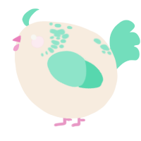 A cream and mint chicken with a neck-speckle pattern