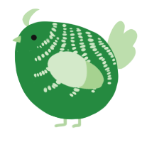 A viridian and gluppy chicken with a half-bar pattern