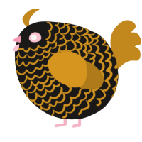 A sable and ochre chicken with a lace pattern