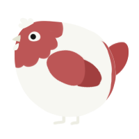 A white and red chicken with a head pattern