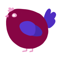 A maroon and indigo chicken