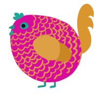 A fuchsia and orange chicken with a lace pattern