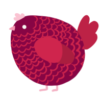 A maroon and crimson chicken with a lace pattern