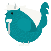A teal chicken with a lace pattern