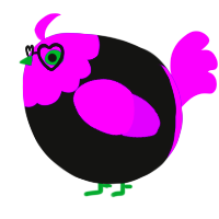 A black and amethyst chicken with a head pattern