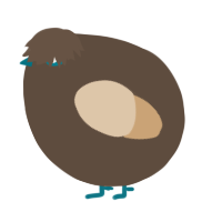 A bark and beige chicken