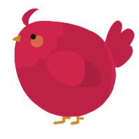 A crimson chicken with a head pattern