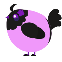 A lavender and sable chicken with a head pattern
