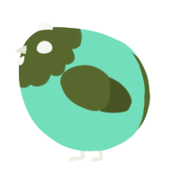A mint and olive chicken with a head pattern