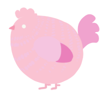 A rose and pink chicken with a bar pattern