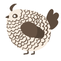 A cream and bark chicken with a lace pattern