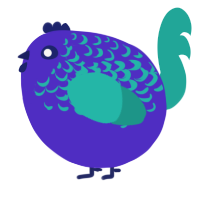 A indigo and turquoise chicken with a half-lace pattern