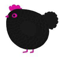 A black and sable chicken with a lace pattern