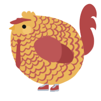 A honey and red chicken with a lace pattern