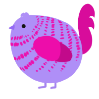 A lilac and fuchsia chicken with a bar pattern