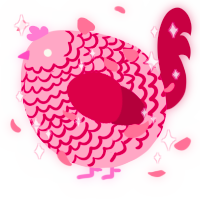 A rose and maroon chicken with a lace pattern