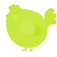 A lime chicken with a lace pattern