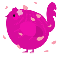 A fuchsia chicken with a half-bar pattern