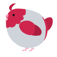A mist and crimson chicken with a head pattern