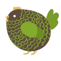 A bark and chartreuse chicken with a lace pattern