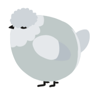 A silver and mist chicken with a head pattern