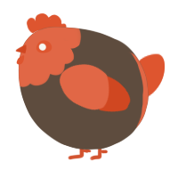 A bark and vermilion chicken with a head pattern