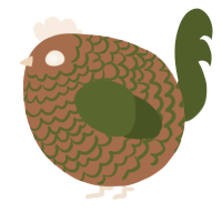 A brown and olive chicken with a lace pattern