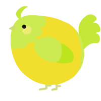 A yellow and lime chicken with a head pattern
