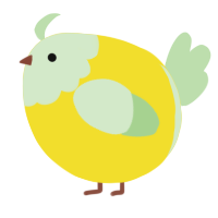 A yellow and gluppy chicken with a head pattern