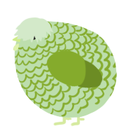 A gluppy and chartreuse chicken with a lace pattern