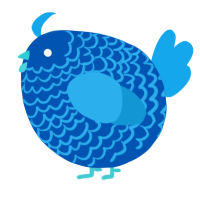 A ultramarine and sky chicken with a lace pattern