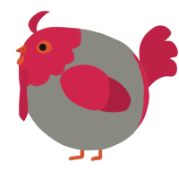 A ash and crimson chicken with a head pattern