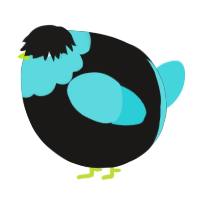 A sable and aqua chicken with a head pattern