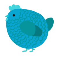 A cerulean and teal chicken with a lace pattern