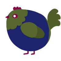 A navy and olive chicken with a head pattern