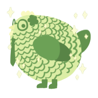 A spring and viridian chicken with a lace pattern