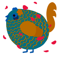 A sea and orange chicken with a lace pattern