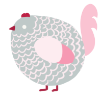 A silver and rose chicken with a lace pattern